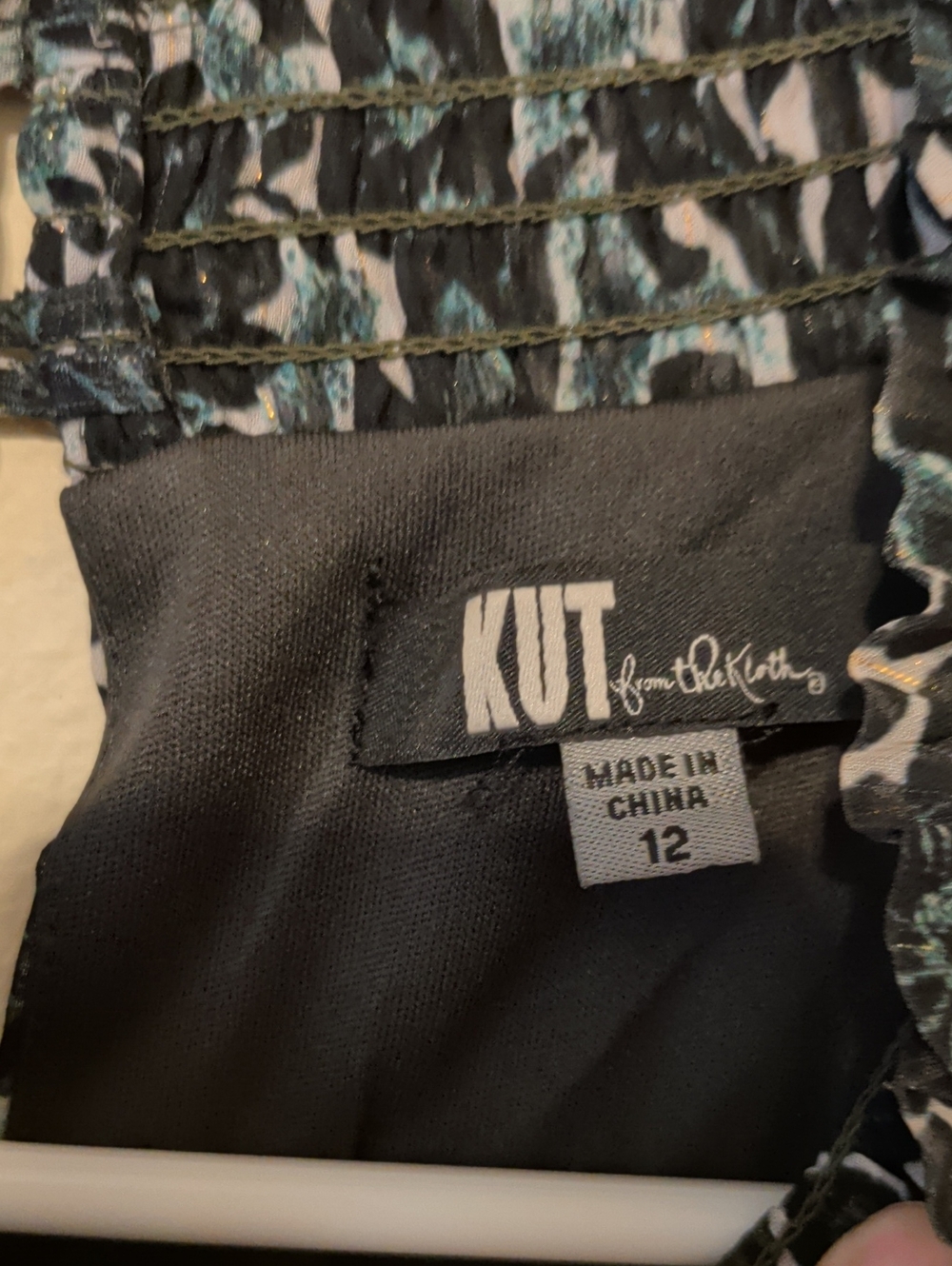 Kut from the Kloth Black and Green Floral-Scroll Long Sleeve Tunic Dress - Picture 2 of 6